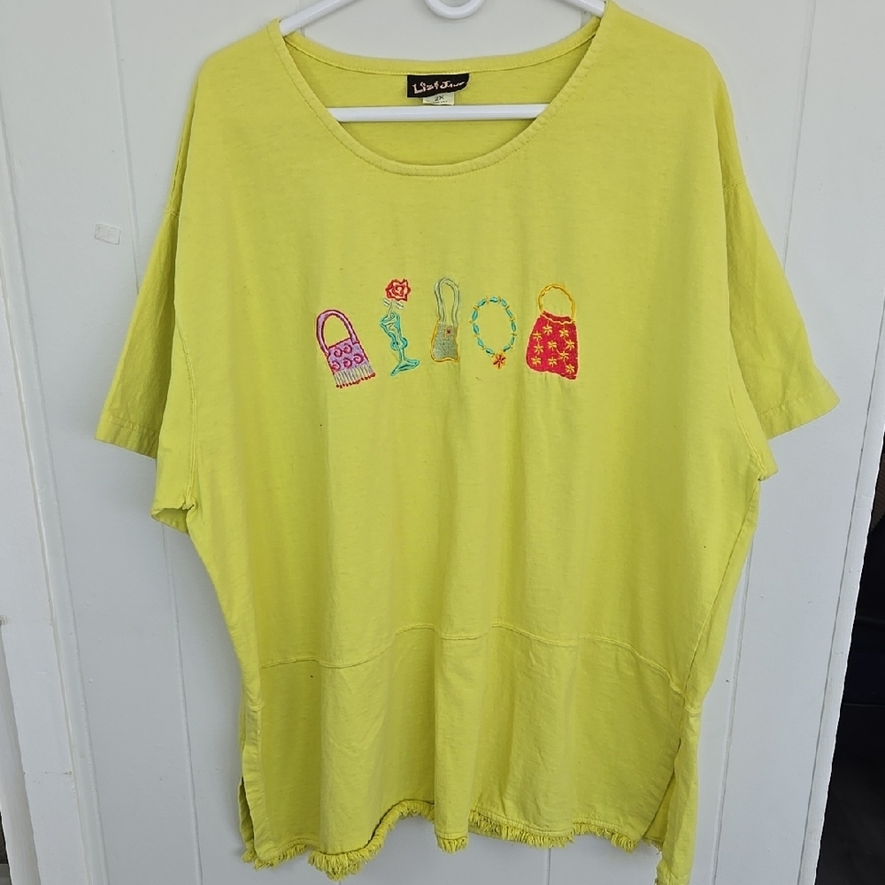 Liz & Jane Pre-Shrunk 100% Cotton Yellow Graphic T-Shirt Size 2X - Picture 15 of 16